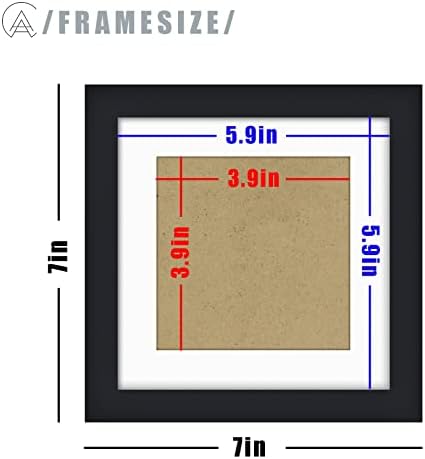 מסגרות תמונה AEVETE 6x6 מסגרת מרובעת עץ שחור עם מחצלת 4x4 לקיר השולחן
