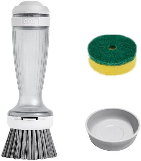 מברשת ניקוי מטבח עם ספוג ומתקן סבון להחלפה - אידיאלי לשטיפת כלים, סירים ומחבתות