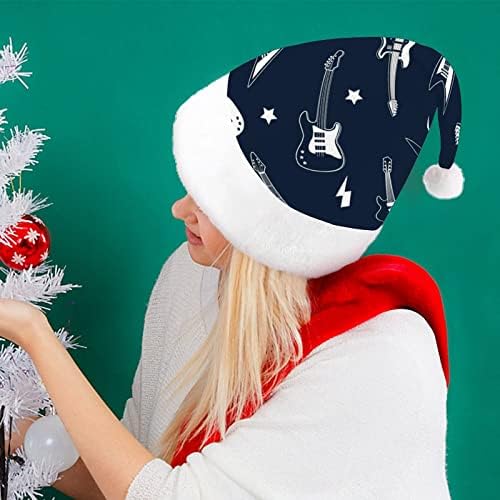 מטורף חשמלי גיטרה מצחיק חג המולד כובע סנטה קלאוס כובעי קצר קטיפה עם לבן חפתים עבור חג המולד מסיבת