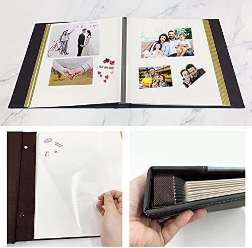 AloadWrite אלבום תמונות מגנטיות מגנטיות גדולות, 13 '' x 13.3 '' גדול Diy Strabbook Strapbook, כיסוי עור, 40