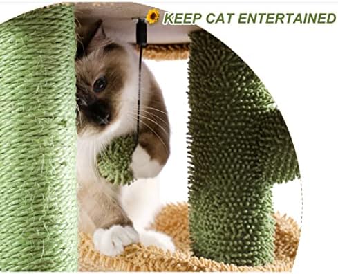 קקטוס חתול עץ מגדל חתול עם סיסל גירוד לוח פוסט לחתולים מקורה חתול דירה דירה קיטי בית משחק