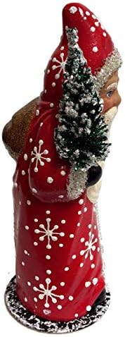חברת המסחר Pinnacle Peak Peak Ino Schaller Santa Santa עם מעיל פתית שלג נייר גרמנית Mache Candy Cander