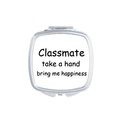 לכיתה לקחת יד להביא לי אושר מראה נייד קומפקטי כיס איפור כפול צדדי זכוכית