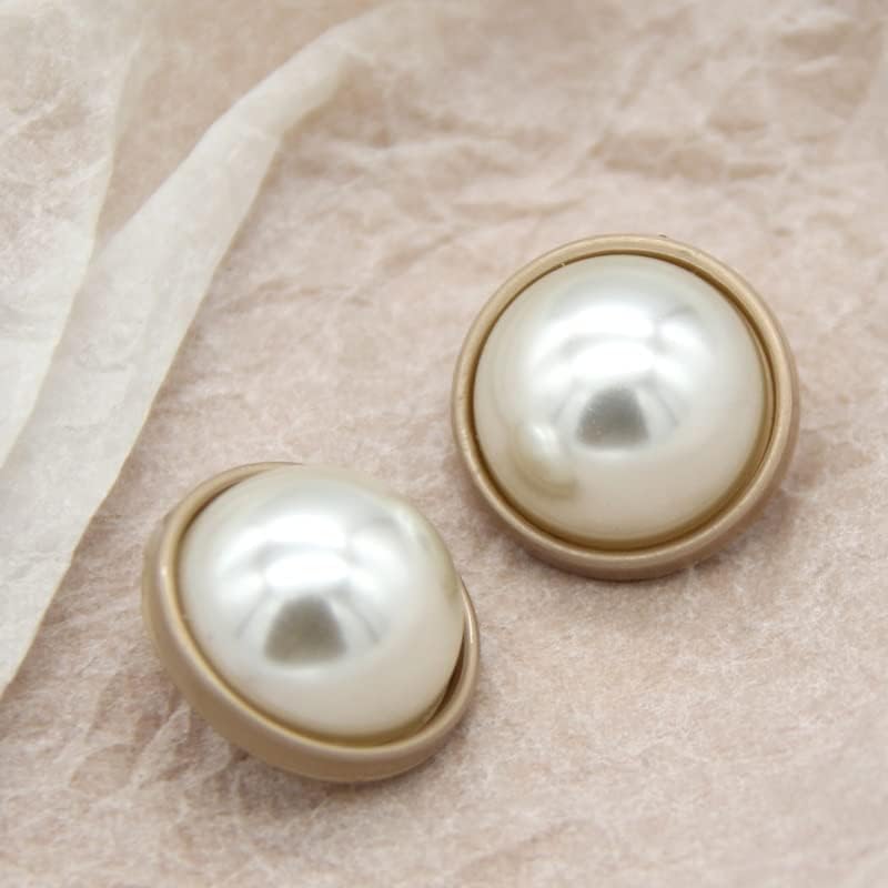 N/A וינטג 'עגול עגול זהב כפתורים לבנים לבגדים לנשים קלאסיות תפירה דקורטיבית