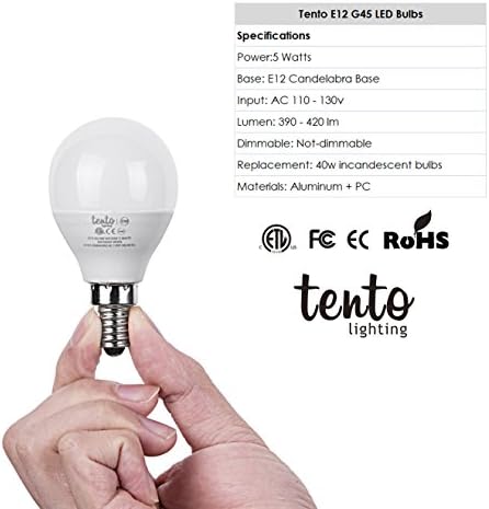 תאורת טנטו דואר 12 א16, בסיס מנורת אדיסון, מאוורר תקרה חסכון באנרגיה בצורת גלובוס נורות לד, לבן חם, זווית