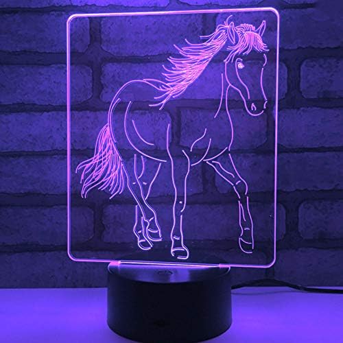 ג ' ינוול 3 ד סוס בעלי החיים לילה אור מנורת אשליה לילה אור 7 צבע שינוי מגע מתג שולחן שולחן קישוט מנורות
