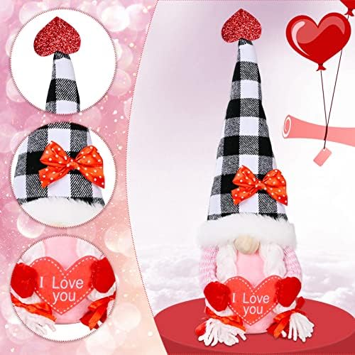 2 יח 'Valentines Gnome Plush, MR ו- MRS Tomte Scandinavian בעבודת יד לקישוט יום האהבה, ולנטיין שולחן בית גמדים