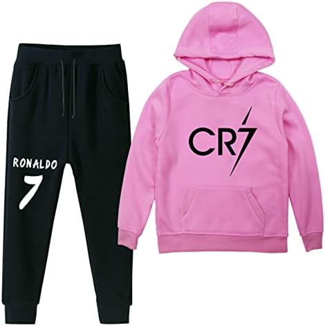 Koniee Kids Cristiano Ronaldo Superover קפוצ'ון ומכנסי טרנינג מגדיר אימונית 2 חלקים חליפת סווטשירט סוודרים