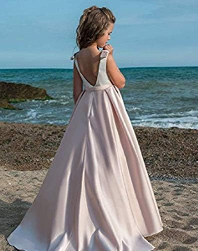 הנגיוד ארוך ג ' וניור שושבינה שמלת 7-16 סומק שמלות נשף עבור בנות סאטן מקיר לקיר אורך לבן