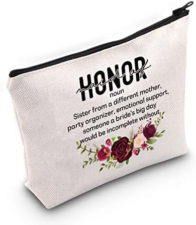 Jniap Maid of Honor תיק קוסמטי מקלחת כלות מתנה שושבינה הצעה איפור תיקי איפור מארגן מסיבות תמיכה
