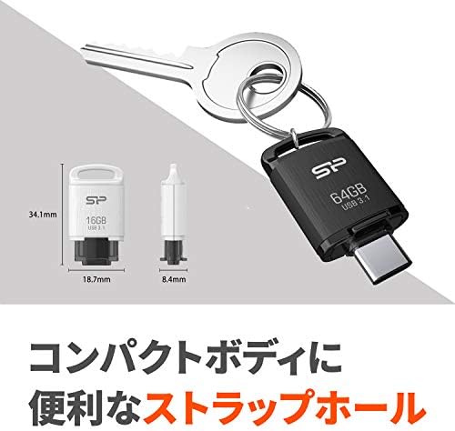 כוח סיליקון SP064GBUC3C10V1K זיכרון USB סוג usb סוג C 64GB USB 3.1 שחור