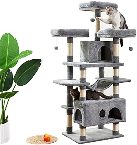 חתול עץ, 67 סנטימטרים רב-רמת חתול מגדל, חתול עצים ומגדלים עם סיסל-מכוסה מגרד הודעות, מרופד פלטפורמה,