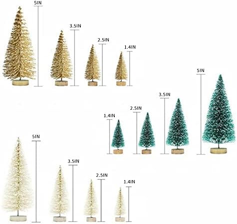 JSTDOIT 8 PCS עצי חג המולד מיני מלאכותיים, עצי אורן מיניאטוריים עצי סיסל עם עץ עץ עץ שולחן חג המולד לחג המולד