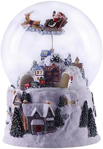 עץ חג המולד קופסת מוסיקה סיבוב שרף כדורי קריסטל קופסת מוסיקה סיבוב אור שלג גלובוס אורות זכוכית עם מוסיקה Santa
