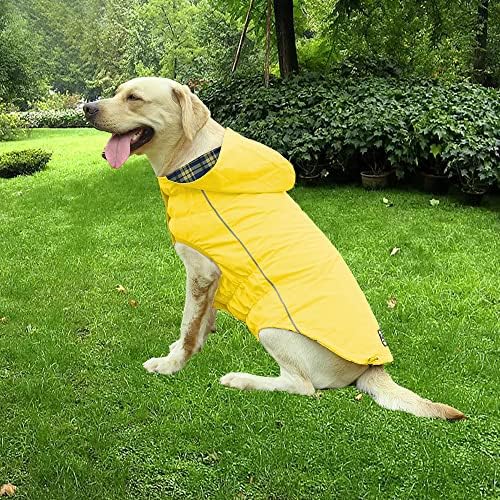 מעיל גשם אטום למים, מעיל גשם של כלב אטום למים עם רצועת רפלקטיבית, מעיל גשם של רוכסן כלב עם כפתורים