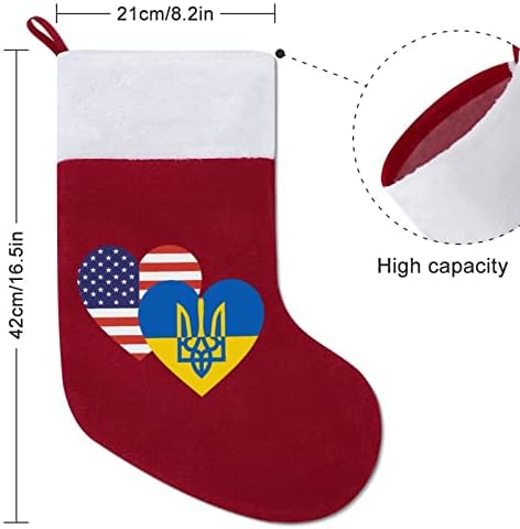 אוקראינה ארהב דגל לב גרבי גרבי חג המולד עם אח קטיפה תלויה לעיצוב עץ חג המולד עיצוב הבית