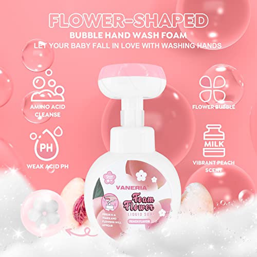 סבון ידיים מקציף פרחי ונריה לילדים שטיפת ידיים מזינה, ניקוי ידיים של בועות פרחים לתינוקות, ילדים ומבוגרים עם עור