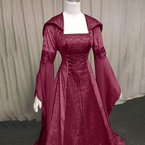מימי הביניים מכשפה שמלת בציר ברדס מכשפה גלימת שמלת חצוצרת שרוול מימי הביניים חתונה שמלת ליל כל הקדושים