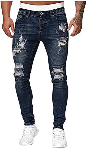 מכנסי ג'ינס זפוטיים לגברים רזים בכושר אופנה מכנסי טרקלין עבודה מזדמנים