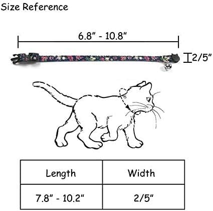 צ ' וקצ ' י 4 יחידות חתול קולרים בטיחות שחרור מהיר עם פעמון-מתכוונן חתול צווארון עם קטן פרחוני