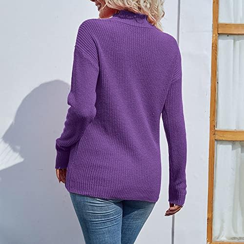 שרוול ארוך של נשים סורר סוודרים סוודרים צמרת צבע אחיד צוות סריגים צוואר סריגים גדול