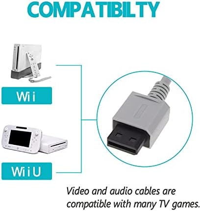 כבל רכיב 6ft av av עבור Nintendo Wii/Wii U RCA Video Video HD HD-1 Pack