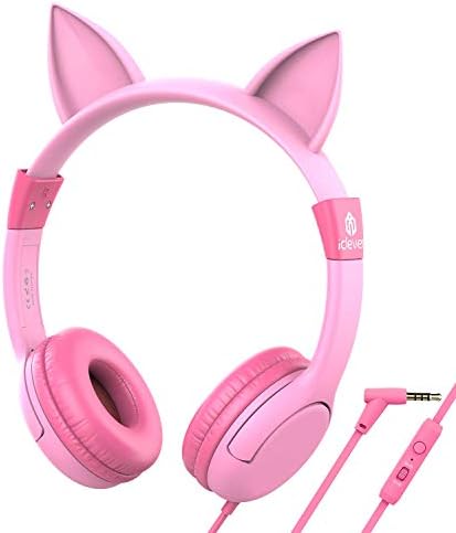 ICLEVER HS01 אוזניות לילדים עם מיקרופון, נפח בטוח בדרגת אוכל מוגבלת 85/94dB, אוזניות אוזניים לחתול