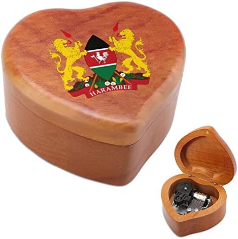 מעיל קניה של זרוע קופסא מוזיקת ​​עץ צורה בלב קופסאות מוזיקליות קופסאות עץ וינטג 'למתנה