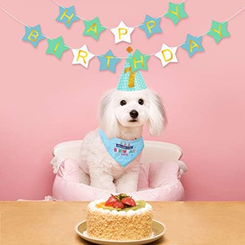 אספקת מסיבת יום הולדת כלב פופטפופ-בנדנה וכובע יום הולדת כלב יצירתי יום הולדת שמח באנר עבור כלב חתול מסיבת
