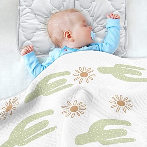 שמיכת פרחי קקטוס קקטוס שמיכת כותנה לתינוקות, קבלת שמיכה, שמיכה רכה משקל קלה לעריסה, טיולון, שמיכות משתלות,