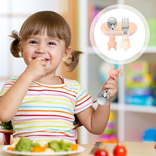 תינוק כפות ילדים מזלגות 3 סטים למידה פעוטות פעוט ילדים כפית כלי שולחן נירוסטה קריקטורה אכילת חומוס