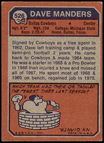 1973 Topps 526 דייב מנדרס דאלאס קאובויס VG/Ex Cowboys Michigan St