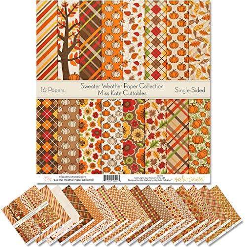 חבילת נייר דפוס - מזג אוויר סוודר - אוסף Scrapbook Premium Preficial נייר חד צדדי 12 x12 כולל 16