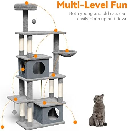 חתול עץ מגדל בית דירה מגרד ריהוט הודעה עבור קטן בינוני גדול חתול חתלתול 64 עם ערסל נשלף דירה