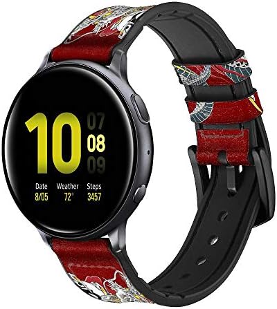 CA0231 Yakuza Dragon Cattoo עור וסיליקון רצועת רצועת שעונים חכמה עבור Samsung Galaxy Watch, Watch3 פעיל, Active2,
