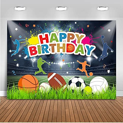 Mocsicka כדורי ספורט נושא יום הולדת תפאורת כדורסל טניס כדורגל בייסבול כדורעף בנים מפלגת יום הולדת רקע כדורגל