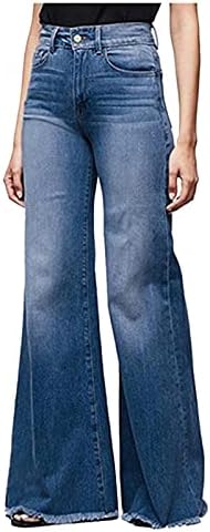 LMSXCT נשים מתלקחות מכנסי ג'ינס נמתחים מותניים גבוהים פעמון תחתון רגל רחבה מכנסי ג'ינס מכנסיים מכנסיים