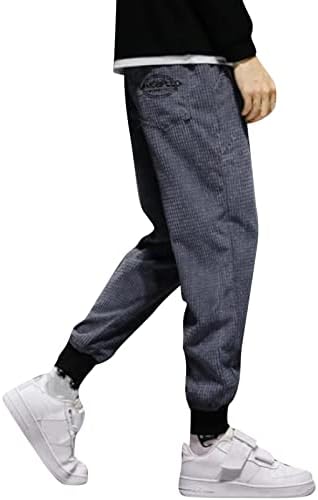 מקורה בית גברים של קומפי הרלן מכנסיים מסלול שרוול מוצק צבע שרוכים אימון מכנסיים עם כיס שמיים הרמון