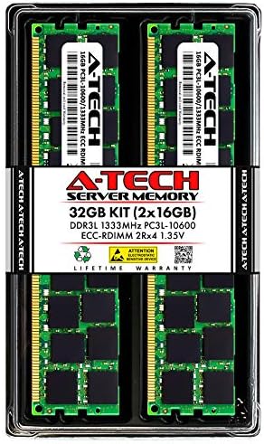 A -Tech 32GB ערכת זיכרון זיכרון זיכרון עבור Dell Precision T3610 - DDR3L 1333MHz PC3-10600 ECC רשום RDIMM 2RX4