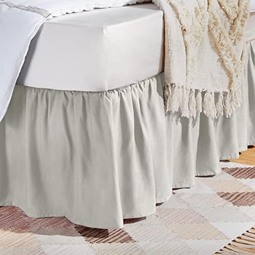 יסודות אמזון חצאית מיטה פרועה קלה, סגנון קלאסי, רך ומעוצב מיקרופייבר עם 16 ירידה מלאה, ורוד אדמונית
