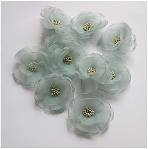 Jkuywx 10 יחידים מרובי צבע פרחי שיפון טלאים לבגדים 3D פרחים פיות פרחוניות