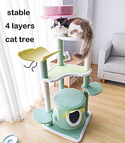 חתול עץ לחתולים מקורה 51.6 סנטימטרים חתול מגדלי חתול דירה עם עבה קרטון פלטפורמת חתול קן וסריטות הודעות