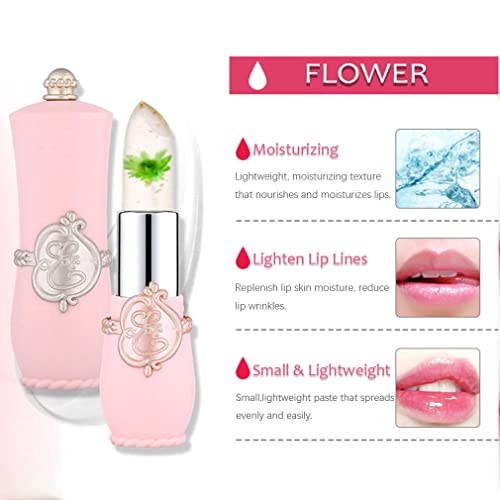2 חבילה ברור קריסטל פרח ג ' לי קסם שפתון צבע שינוי שפתון, קרם לחות טמפרטורת צבע שינוי שפתון עמיד למים לאורך זמן
