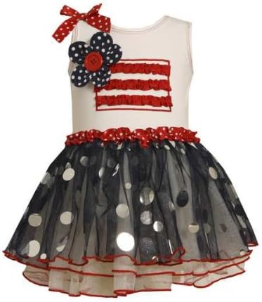 בוני ז'אן בנות תינוקות אמריקאיות שמלת טוטו רשת 4 ביולי, 0-9 חודשים