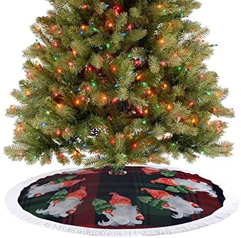 חצאית עץ חג המולד, מחצלת בסיס עץ משובצת חג המולד עם ציצית, מחצלת קישוטים לחג המולד של חג שמח, מחצלת