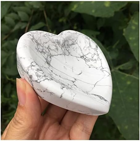 SDWGLD ריפוי אורה קריסטל 1 חתיכת קערת קריסטל אבן חן טבעית מגולפת קישוט ירח לבן בצורת לב