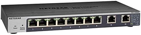 NetGear 10-Port Gigabit/10G Ethernet Plus מתג-מנוהל, עם 8 x 1g, 2 x 10 גרם/רב-גיג, שולחן עבודה, קיר או מתלה