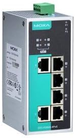 מתג Ethernet של Moxa לא מנוהל על ידי Moxa עם 1 יציאות 10/100 BASET, 4 יציאות POE 10/100BASET, ו- 1 100BASEFX מצב