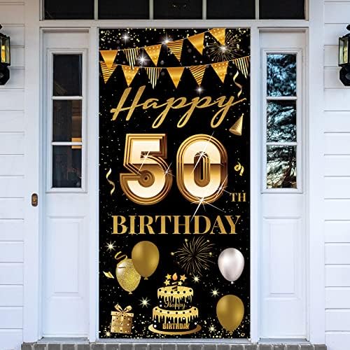 דלת יום הולדת 50 של Htdzzi, קישוטי יום הולדת 50 מאושרים גברים נשים, אבזרי צילום בת 50 יום הולדת