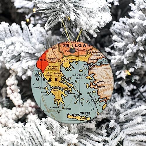 מפה יוון קישוט קרמיקה לחג המולד קישוט וינטג 'מפה קישוט לחג המולד 3 אינץ' מפה של העולם וינטג